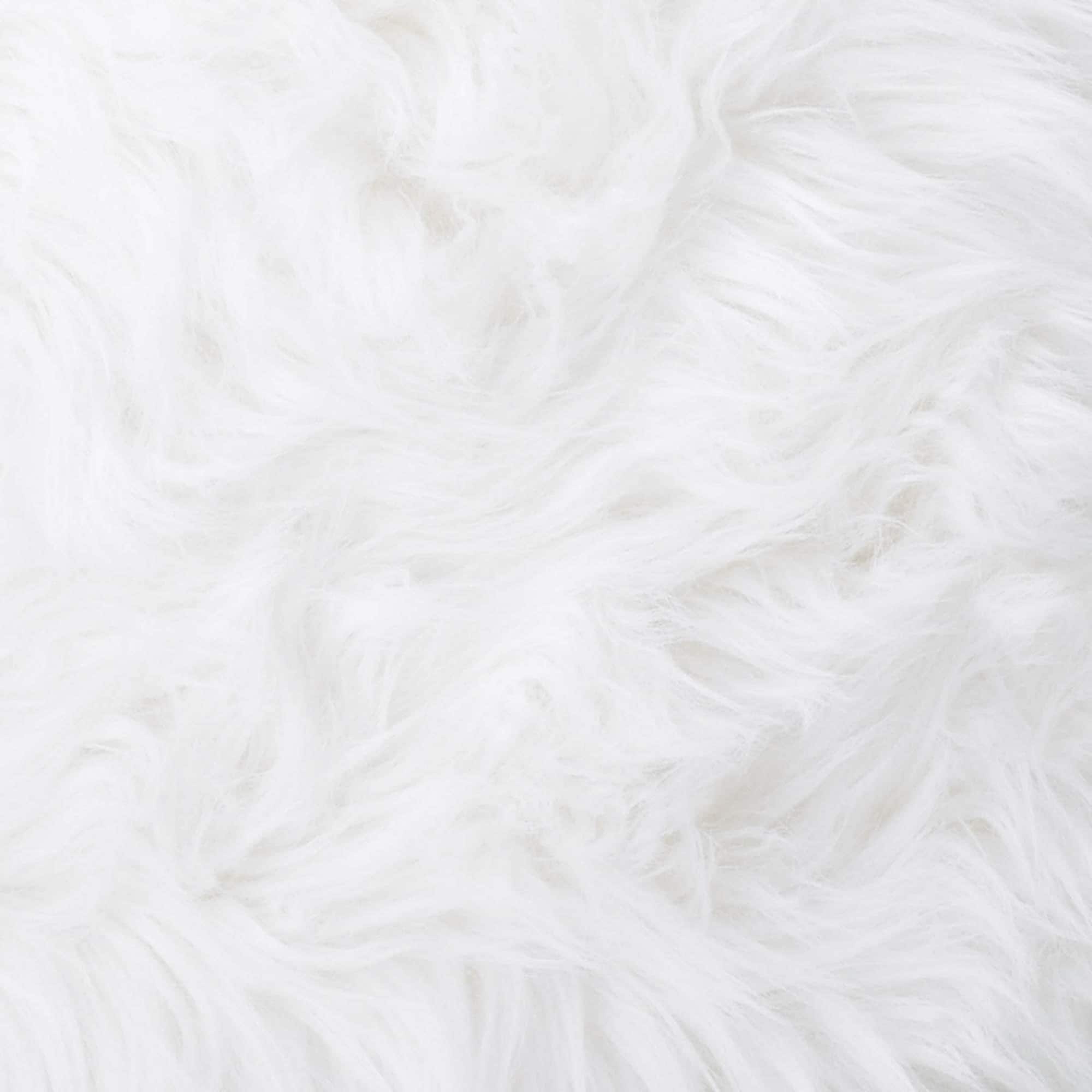 12" Fuzzy White Ottoman Pouf